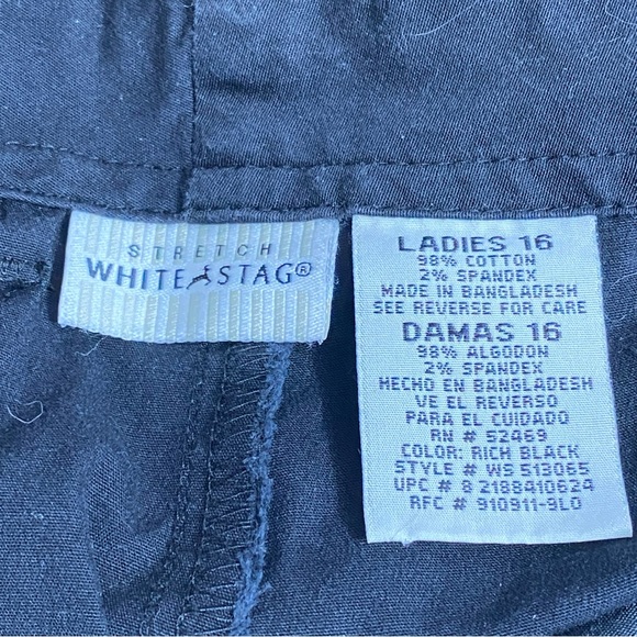 WHITE STAG fly front two front pockets woven cotton black Capri pants 16 - Picture 5 of 6